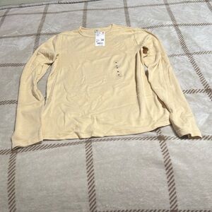 NWT Uniqlo Yellow Women Soft Ribbed Crew Neck Long Sleeve